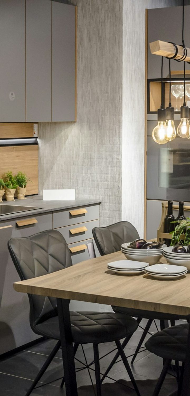 Beautiful modern kitchen in luxury contemporary home interior