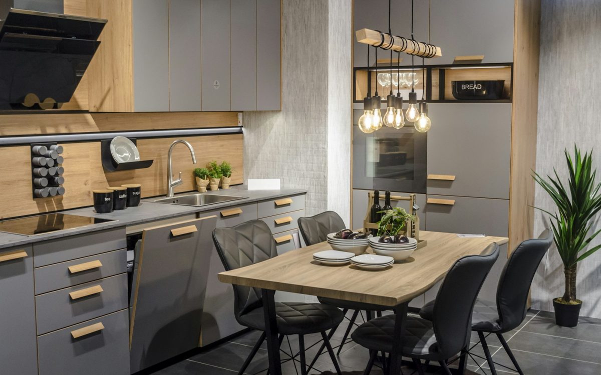 Beautiful modern kitchen in luxury contemporary home interior